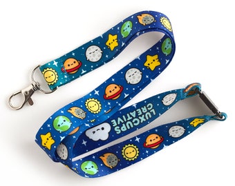 Space Buds Lanyard - Outer Space Badge ID Meteor Safety Lanyard Star Cute Lanyard Planet Breakaway Lanyard Comet School Lanyard Galaxy