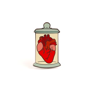 Heart Jar Enamel Pin - Hard Enamel Pin Cloisonné Anatomical Lapel Pin Scientific Badge Blood Kawaii Pin Wet Specimen Pin Cardiac Badge