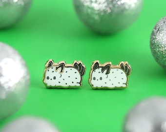 Sea Bunny Earrings - Sea Slug Earring Gift Cute Slug Earring Studs Nudibranch Gold Earrings Kawaii Earrings Bunny Enamel Earrings Gold Studs