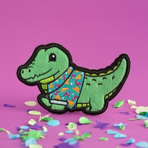 SALE Later Gator Patch Sticker - Adhesive Patch Alligator Applique Embroidered Kawaii Reptille Patch Death Roll Cute Jacket Sticker Patch