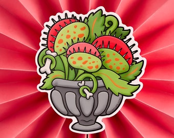 Venus Fly Trap Sticker - Flower Weather-Proof Vinyl Sticker Carnivore Sticker Leaf Teeth Laptop Decal Botany Kawaii Sticker Cute Carolina