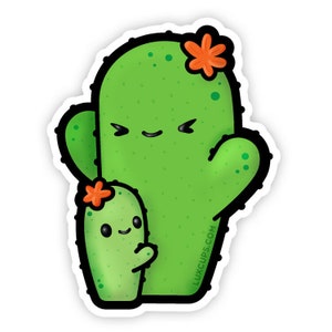 Cactus Hugs Sticker - Happy Cactus Weather-Proof Vinyl Sticker Desert Cactus Sticker Cactus Flower Laptop Decal Cactus Sticker Saguaro Gift