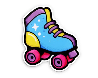 Roller Skate Sticker - Roller Derby Weather-Proof Vinyl Sticker Cute Skater Sticker Quads Laptop Decal Skating Rink Kawaii Skating Sticker