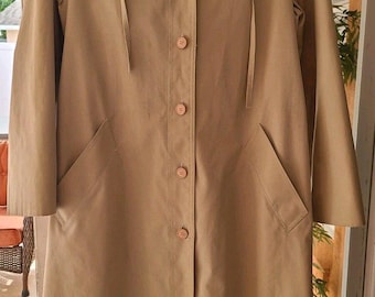 Vintage Beige Kapuzen Trenchcoat Made in USA 80er 90er Jahre Sherpa gefüttert Classic Regenmantel