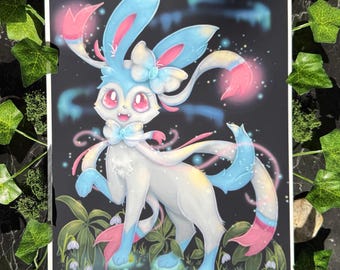 Lámina o pegatina de Sylveon variocolor mágica creada por Ryn.