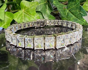 Pulsera de tenis de circonita cúbica y plata de ley