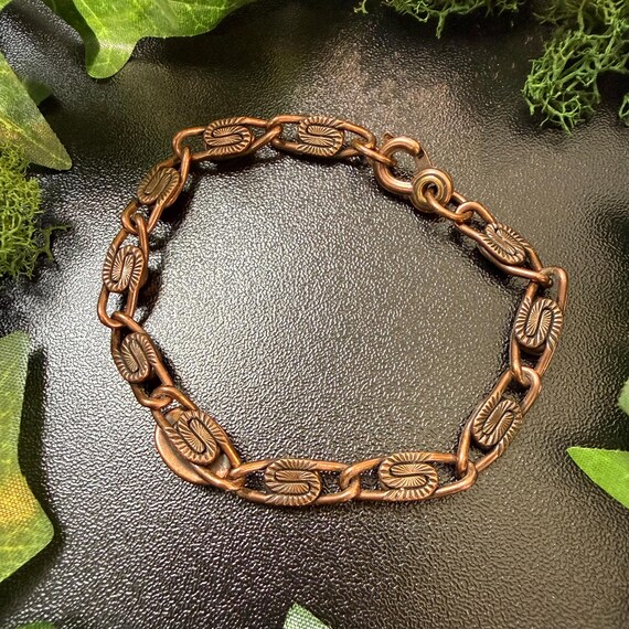 Vintage Solid Copper and Turquoise Gemstone Chain… - image 4