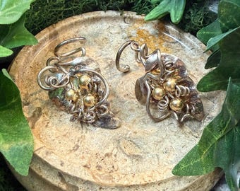 Pendientes vintage de plata de ley con relleno de oro de 14 quilates de Ladda Bihler