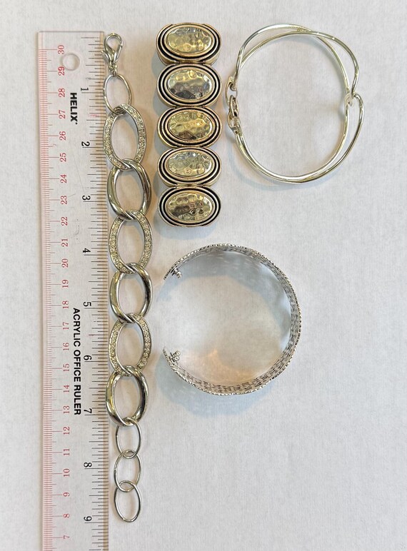 Premier Designs Silver Cuff Bangle Rhinestone Str… - image 9