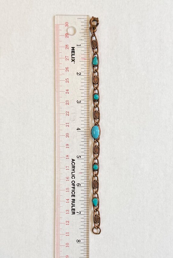 Vintage Solid Copper and Turquoise Gemstone Chain… - image 6