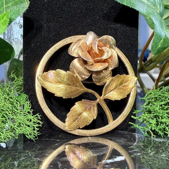 Krementz Golden Rose Vintage 1950s Brooch