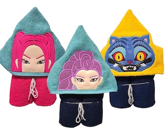 Kpop Girl Singers Hooded Bath Pool Beach Towel - Baby - Child - Tween - Teen Doll House