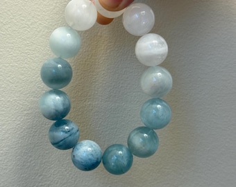 Aquamarin-Edelstein Armband, himmelblauer Beryll, beruhigende Energie