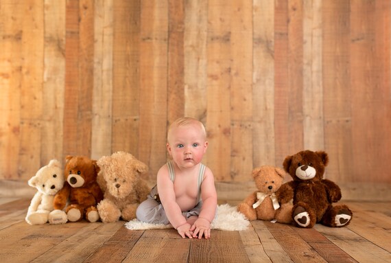 teddy bear and baby