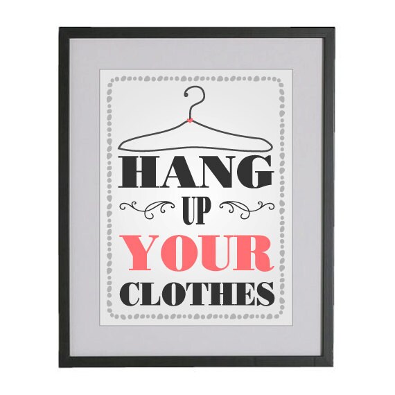 Items similar to 13x19 Hang Up Your Clothes Digital Art Print in peony