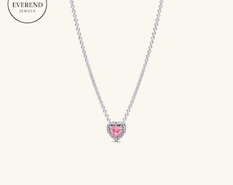 Pandora Pink Elevated Heart Necklace︱ Sterling Silver ︱ Gift Edition ( Box, Bag, Card & Cloth)