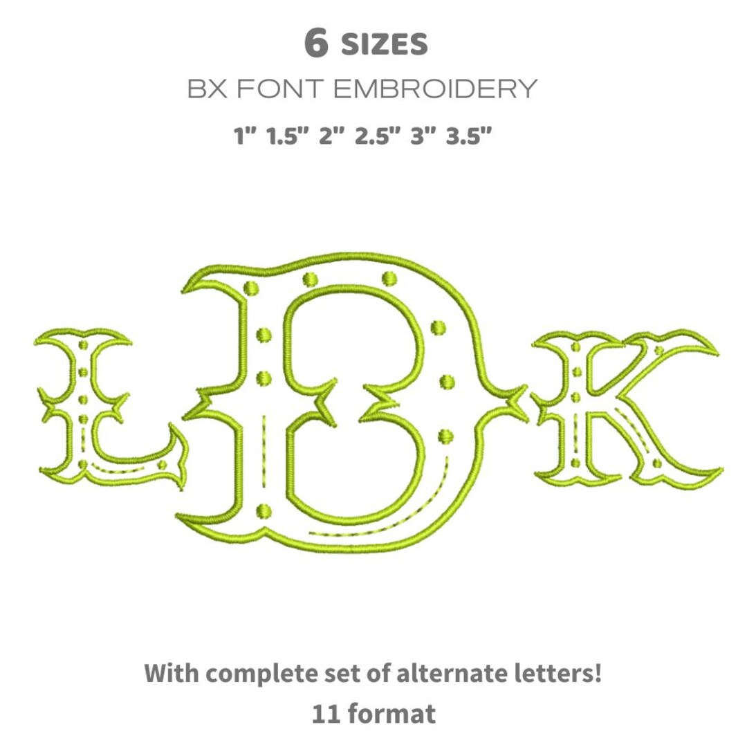 Fishtail Machine Embroidery Font, Monogram Font in 6 Sizes, 11 Formats ...
