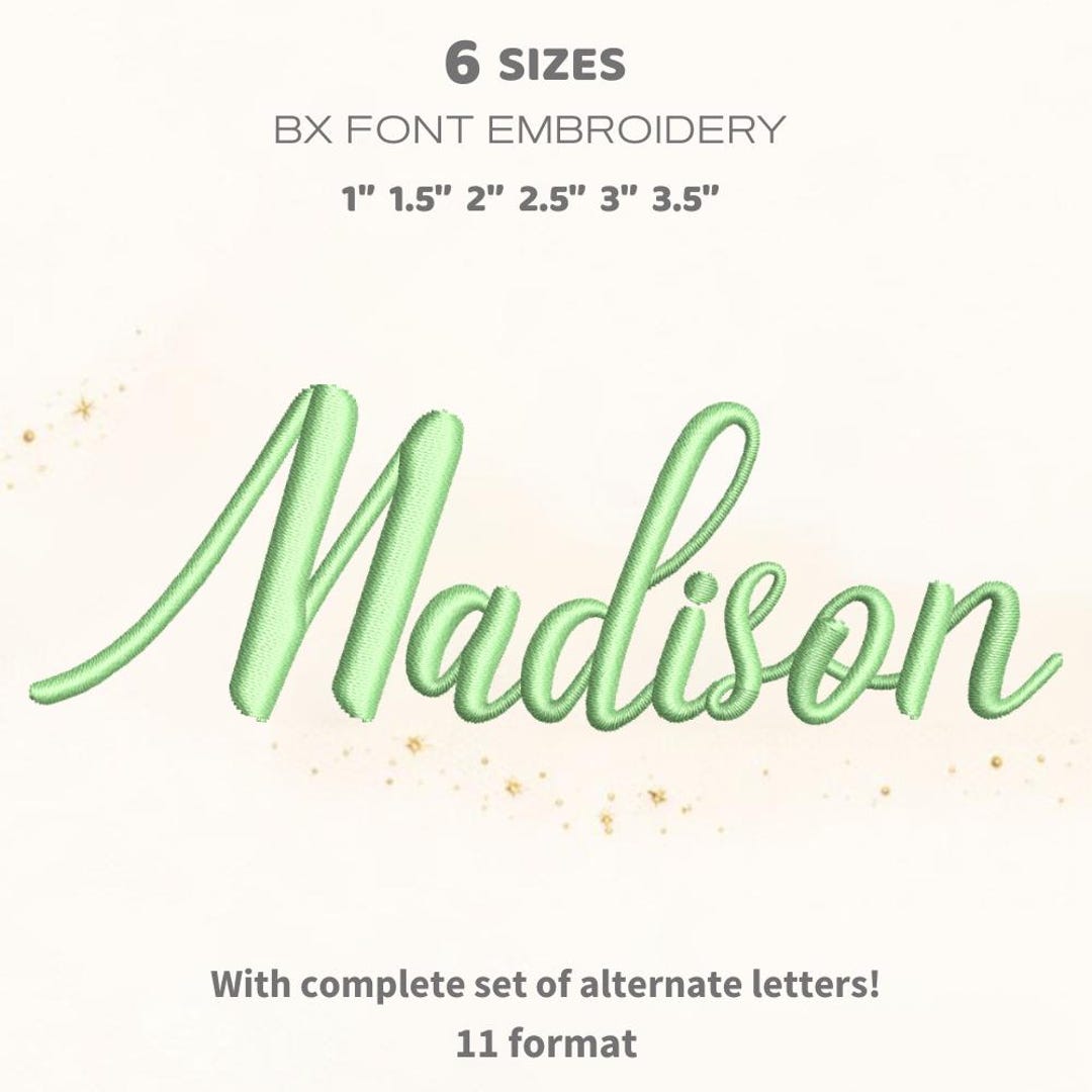 Madison Script Embroidery Font, Delicate Handwritten Alphabet, Elegant ...