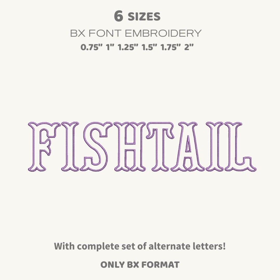 Fishtail Monogram Examples Fishtail Monogram 2 Color Embroidery Design Outline Font, 6 Sizes 11 ...