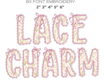 Lace Charm Stitch Applique Alphabet Letter Set A-Z Applique Machine Embroidery Design 5 Sizes!!! applique letters + BX FORMATS
