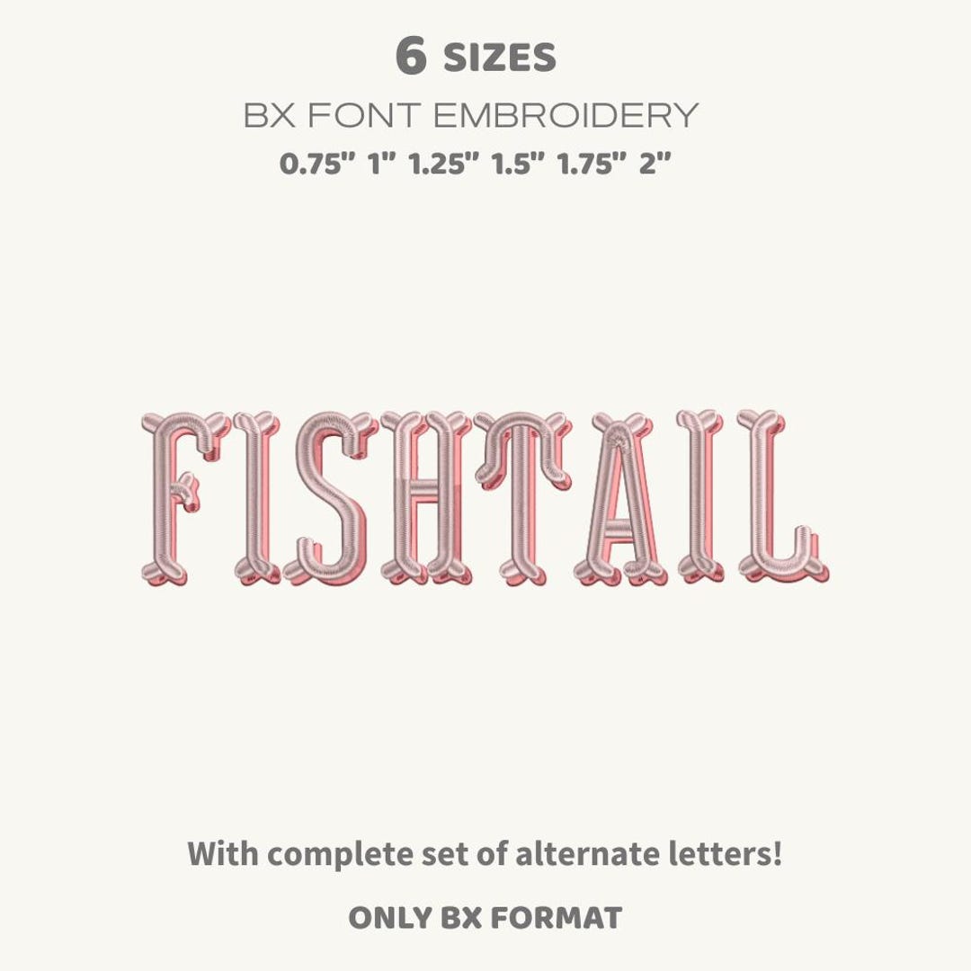 Fishtail Shadow Monogram Font BX, Satin Stitch 2 Colors Font Machine ...