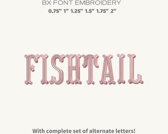 Fishtail Shadow Monogram Embroidery Font, Satin Stitch Font Machine ...