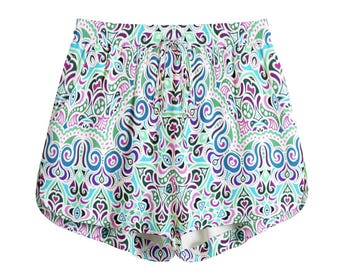 Turquoise - Blue - Purple Rayon Shorts