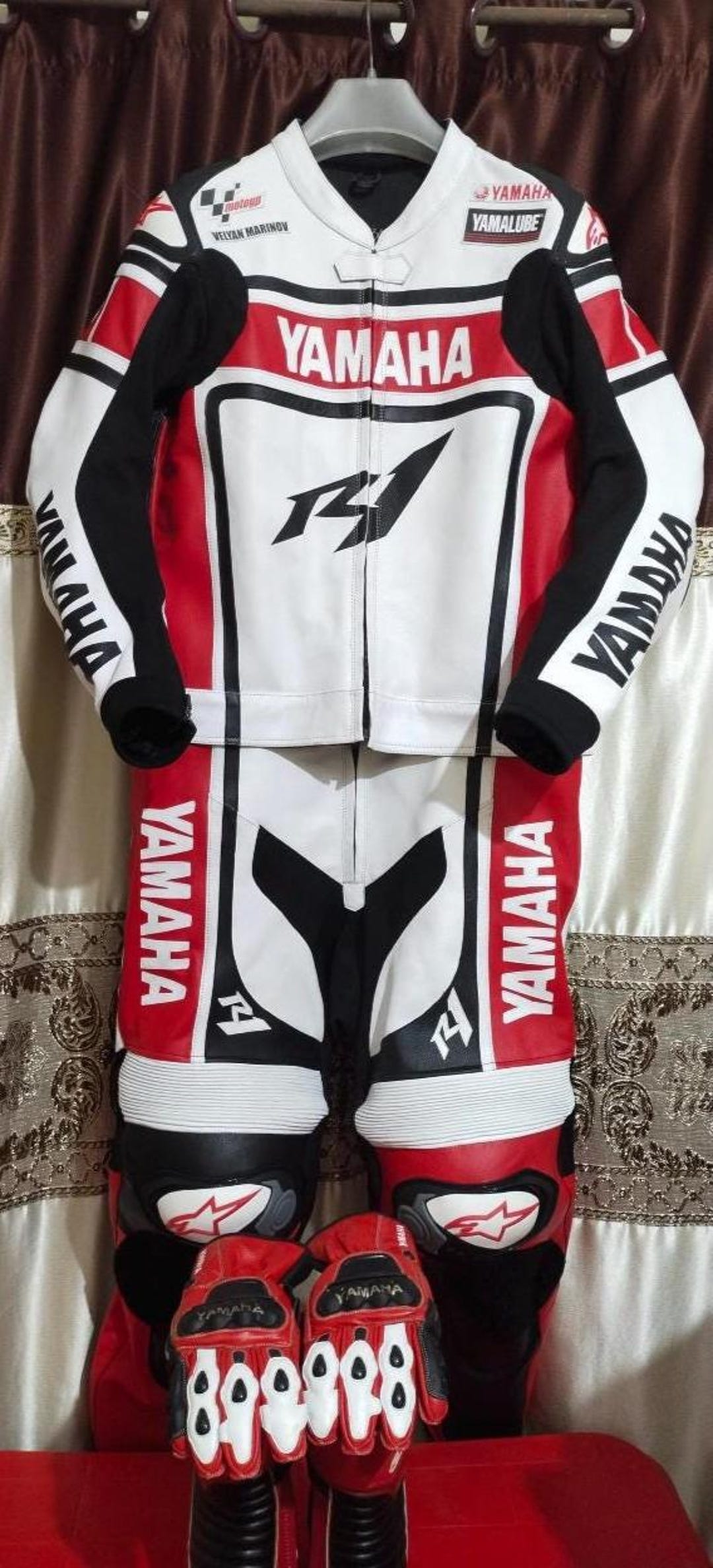 Tracksuit Racing Yamaha R1 Motorcycle Racing Suit | Two-piece Handmade Leather Biker ...