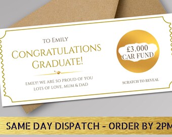 Personalised Graduation Scratch Card, Scratch To Reveal Gift, Congratulations Graduate, Class of 2026 Gift Voucher