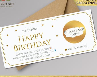 Personalised Birthday Scratch Reveal Ticket, Surprise Holiday, Anniversary Card