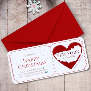 Holiday Scratch Off Gift Card | Personalised Christmas Scratch to Reveal Card | Surprise Trip Reveal | Destination Gift | Xmas Gift Card