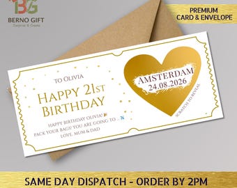 Personalised Birthday Scratch to Reveal Ticket, Holiday Scratch Card