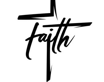 Cruz da Fé em SVG, Clipart PNG da Cruz de Jesus Cristão, Design com Citação Religiosa para Cricut e Silhouette