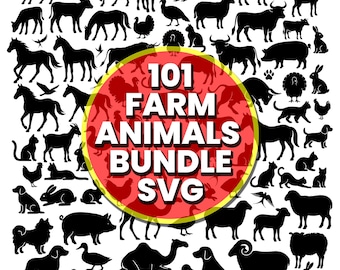 101 Farm Animals SVG Bundle | animal silhouette | Vector Animal Clipart | Cricut files.