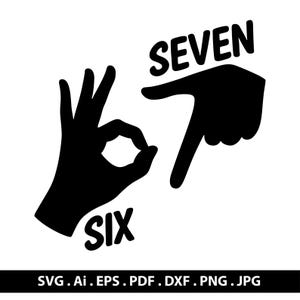 Six Seven SVG Meme | 6 7 Rolig Gen Alpha PNG Clipart (Digital Nedladdning)