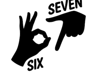 Six Seven SVG Meme | 6 7 Funny Gen Alpha PNG Clipart (Digital Download)