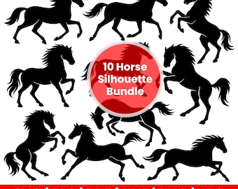 10 Pferd SVG Bundle Silhouette Clipart | Laufendes Pferd | Vektorschnittdateien für Cricut