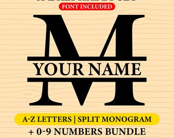 Split Monogram Alphabet SVG Bundle | A–Z & 0–9 | Cricut Silhouette Monogram Letters