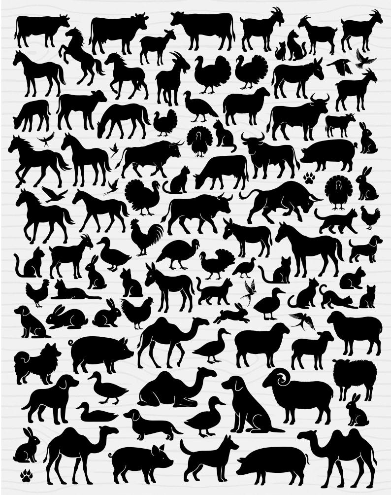 101 Farm Animals SVG Bundle | Animal Silhouette | Vector Animal Clipart ...