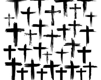 32 Distressed Cross SVG Bundle | Rugged Cross Clipart | Christian Religious Jesus PNG | Instant Download