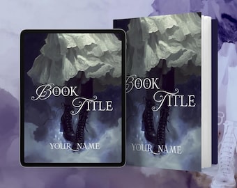 Couverture de livre préfabriquée gothique romantique, couverture de livre de fantaisie sombre, robe et bottes en dentelle enchantée