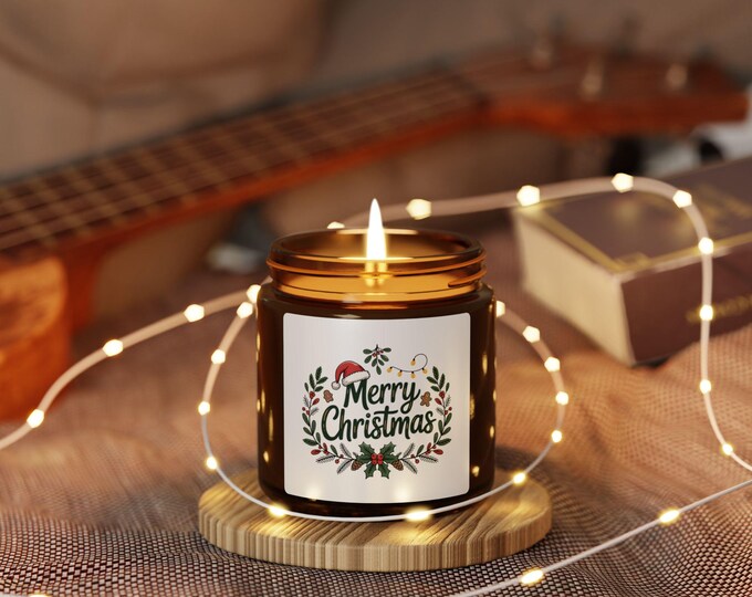 Festive Scented Candle, Holiday Gift, Home Decor, Merry Christmas, Soy Wax Candle, Eco-Friendly Candle, Aromatherapy