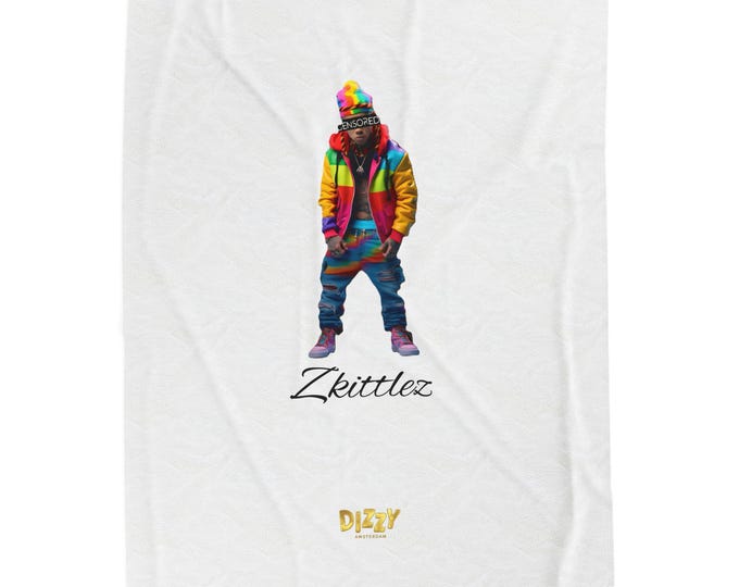 Zkittlez Icon, DizzyAmsterdam Style, Colorful Inspired Velveteen Plush Blanket | for Kids Gift for Birthdays, Warm and Soft Accent