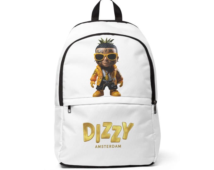 DizzyAmsterdam Icon, Stylish Unisex Fabric Backpack Featuring Dizzy Design | Trendy School Bag, Travel Companion, Gift for Gamers, Unique