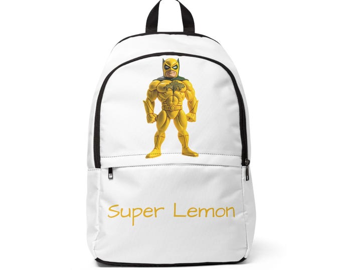 Super Lemon Hero Fabric Backpack - Kids School Bag, Boys Amsterdam Style Book Bag, Unisex Travel Rucksack, Fun Character Backpack, Unique