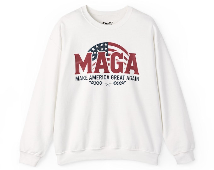 MAGA Sweatshirt - Unisex Heavy Blend Crewneck, Trump Merchandise, Political Apparel, Gift for Supporters, Political Rally Wear