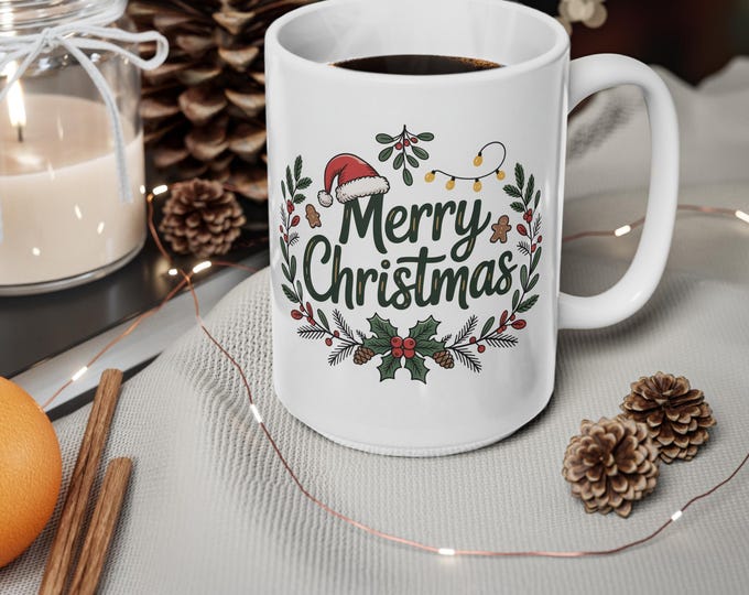 Merry Christmas Coffee Cup, Festive Winter Mug, Holiday Gift for Coffee Lovers, 11oz and 15oz Sizes Available, Perfect for Christmas [...]