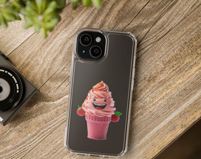 Cute Ice Cream Phone Case, Clear Phone Cover, Fun Phone Accessories, Sweet Gift Idea, Summer Vibe Case, Kid-Friendly Design