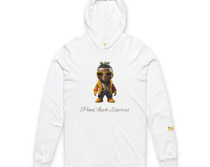 PineApple Express Icon, DizzyAmsterdam Style, Cool Chill Unisex Hoodie Tee with Funky Character Design, Lovers, Stylish Long Sleeve