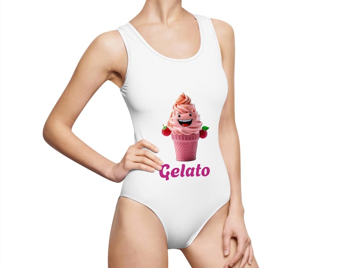 Gelato, DizzyAmsterdam Style, Gelato Women's Classic One-Piece Swimsuit, Summer Swimwear, Beach Day, Pool Party, Vacation, Cute Swim Costume